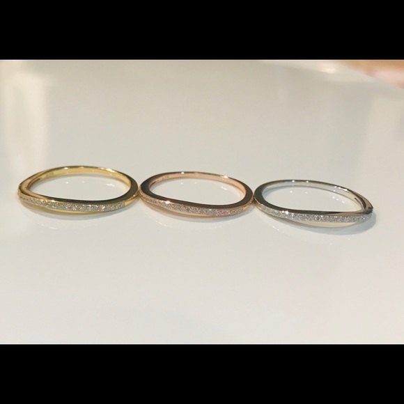 Three Tri-Color Sterling Silver Stackable Rings - Picture 3 of 5